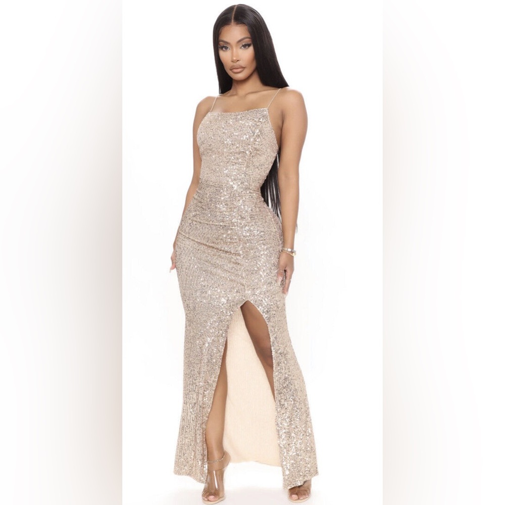 Fashion Nova Sparkly Slit dress